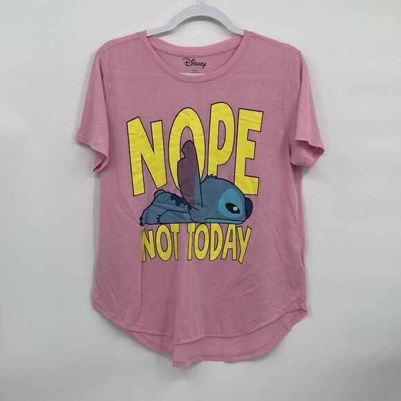 Disney Tops - Disney Stitch Juniors Pink t-shirt Nope Not Today XL 15-17